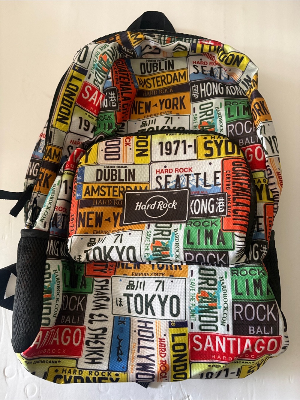 Hard Rock Cafe Multicolor Cities License Plate Backpack